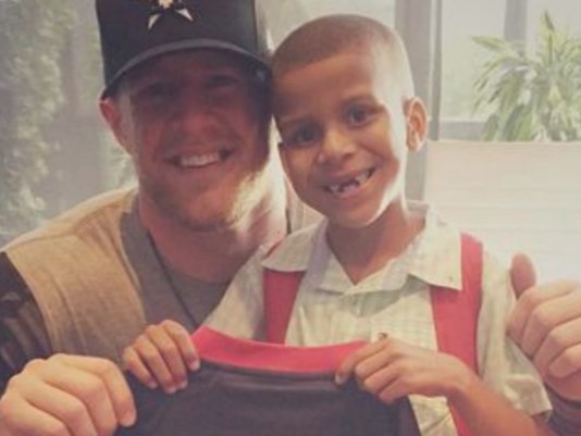 J.J. Watt visits heart patients at Texas Children's Hospital