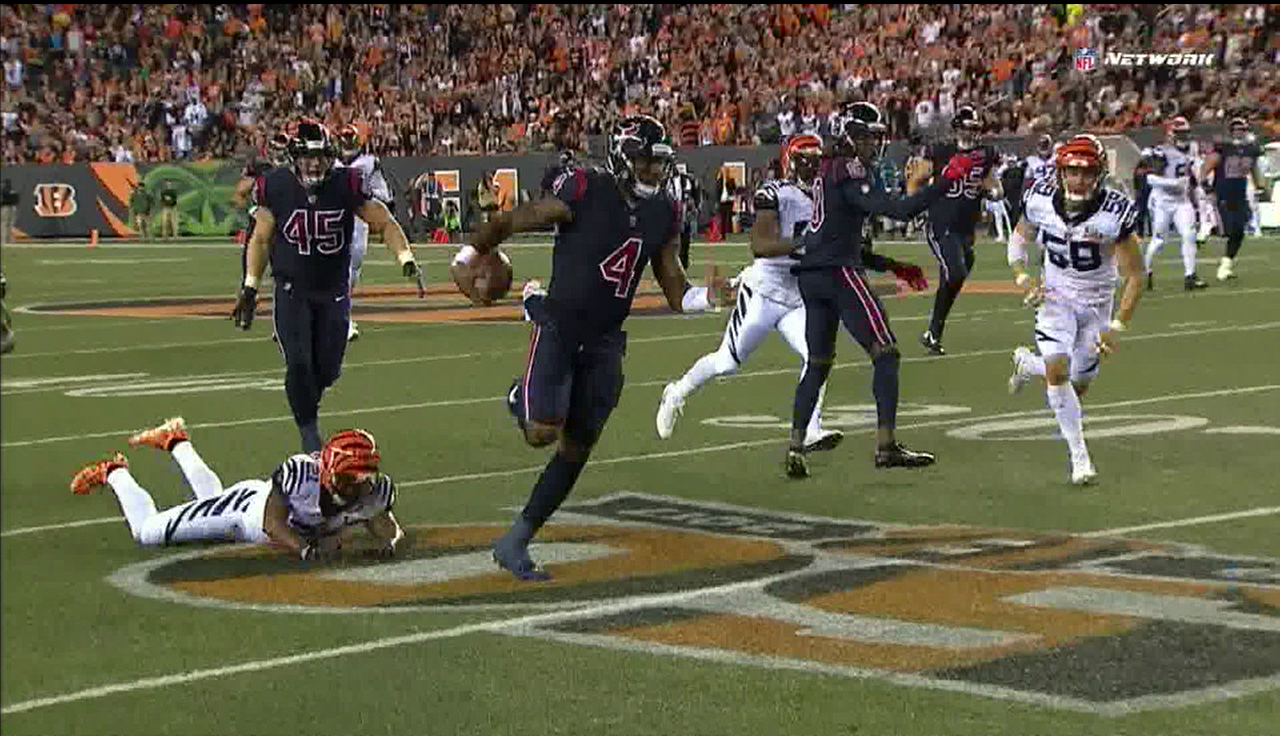 Watson runs for TD, leads Texans over Bengals 13-9 in debut